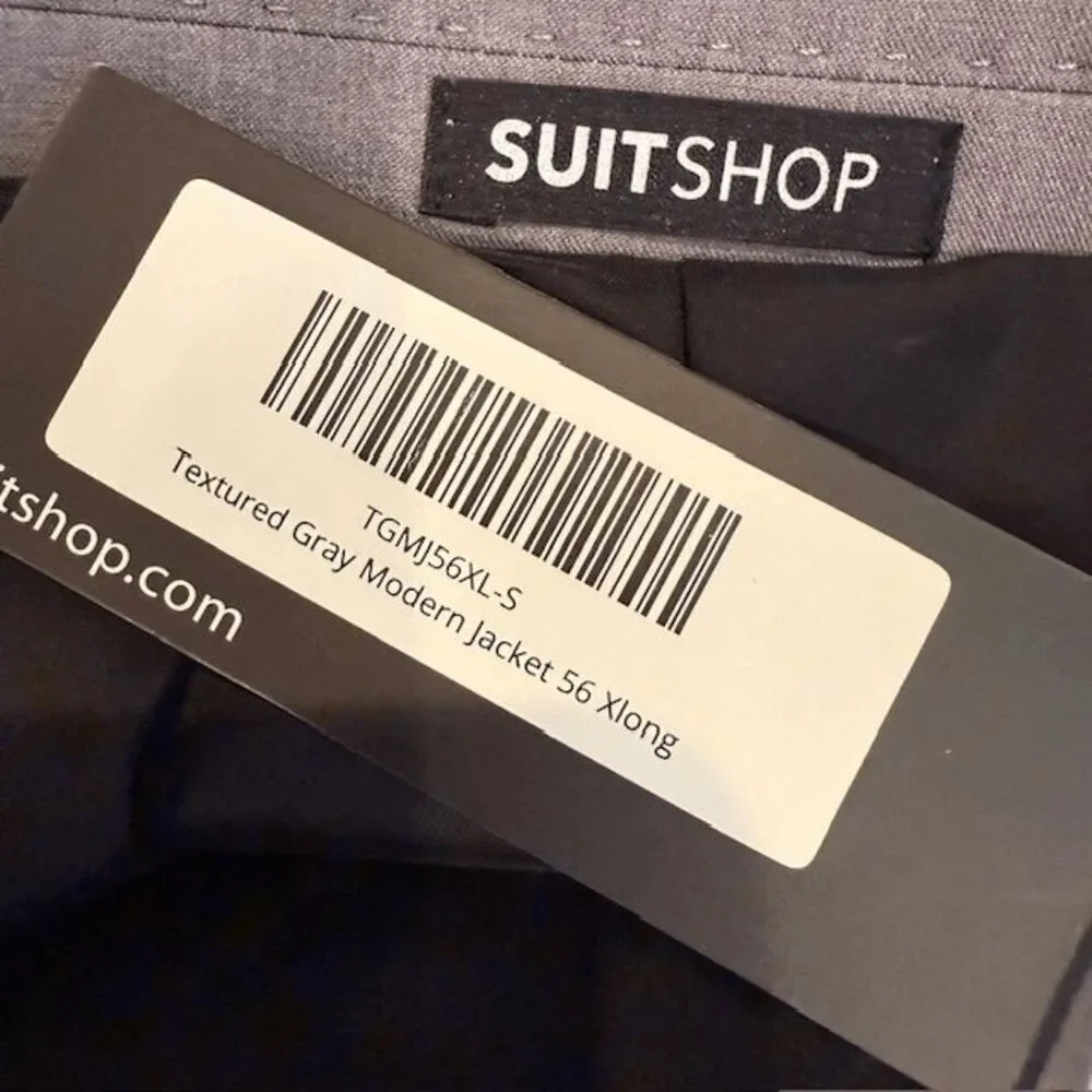 NWT The Suit‎ Shop Textured Gray Suit Jacket Modern Fit Size 56 XLong